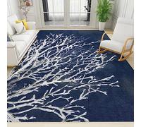 ZONOKI Tapis de Salon Récif Nautique Bleu Marine - Poils Ras Thème de La Vie Marine à La Plage, Lavable en Machine Et Antidérapant - Pour Chambre Salle à Manger - 90 x 120 cm