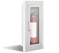 Zonon 1 extincteur semi-encastré d'architecture industrielle avec porte avec poignée pour extincteur chimique sec de 4,5 kg (blanc)