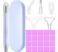 Zonon 27 Pcs Accessoires d'Art de Strass, LED Stylo de Peinture de Diamant Rechargeable par USB, 5 Pointes et Étui de Rangement pour Artisanat (Violet)