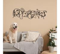 Zonon Décoration murale en métal noir avec ligne de chien - Décoration murale moderne abstraite minimaliste pour les amoureux des chiens - Cadeau à suspendre pour salon, ferme