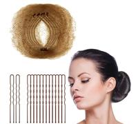 Zonon Lot de 50 filets à cheveux invisibles en maille élastique et épingles en forme de U, lot individuel, 40 épingles en forme de U pour chignon de ballet, dormir, femmes et perruque (marron clair)