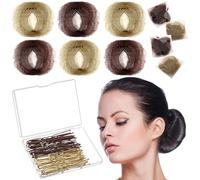Zonon Lot de 50 filets à cheveux invisibles en maille élastique et épingles en forme de U, lot individuel, 40 épingles en forme de U pour chignon de ballet, dormir, femmes et perruque (marron et lin