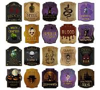 Zonon Lot de 80 étiquettes effrayantes pour bouteilles d'apothicaire - Autocollants imperméables vintage laminés pour l'été, Halloween, accessoires photo, 20 styles