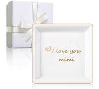 Zonon Plateau à bijoux décoratif en céramique avec boîtes, cadeau pour la fête des mères, un anniversaire, Noël (I Love You Mimi (carré))