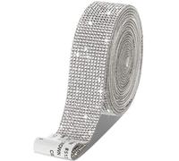 Zonon Ruban Auto-Adhésif Autocollant en StrassCristal Diamant Bling Sticker d’Emballage pour Rouleau de Ruban Adhésif d’Artisanat avec Strass de 2 mm (Argent, 1,06 Pouces x 3 Yards)