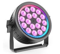 ZonQoonz 18x10W Par LED RGBW Projecteur DMX 512, Silencieux Lumiere de Scene avec Anneau RGB, Éclairage de Scène avec Son Activé et Stroboscope, Boîtier en Aluminium Lampe pour DJ Fête Halloween Noël