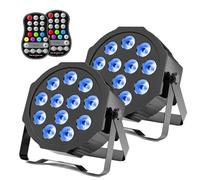 ZonQoonz 2 PCS RGBW Par LED Batterie Rechargeable, 12 LED Eclairage Scene Sans Fil avec Fonction de minutage et Son Activé, Projecteur Party Uplights pour Exterieur Mariage Bar Disco Events Noël