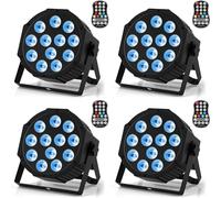 ZonQoonz 4 PCS RGBW Par LED Batterie Rechargeable, 12 LED Sans Fil Eclairage Scene avec Fonction de minutage et Son Activé, Projecteur Party Uplights pour Exterieur Mariage Bar Disco Events Noël