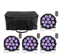 ZonQoonz 4PCS RGBW Par LED Batterie Rechargeable avec Sac, 12 LED Eclairage Scene Sans Fil avec Fonction de minutage et Son Activé, Projecteur Party Uplights pour Exterieur Mariage Disco Events Noël