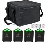 ZonQoonz Lot de 4 batteries RGBW 3 LED par avec sac et télécommande 4400 mA DMX LED rechargeables par projecteur Uplight
