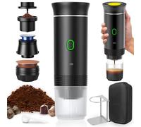 ZONREX Cafetière portable 3 en 1 | Mini cafetière de voyage Espresso | Cafetière camping 12 V | Compatible avec capsules Nespresso, Dolce Gusto et café moulu