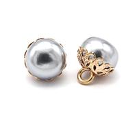 ZONSHJDKR Boutons pour vêtements Lot de 10 Boutons Couture en Perles 12 mm for vêtements, Tige métal doré, for Manteau, Chemise, Accessoires, Gris(Gray)