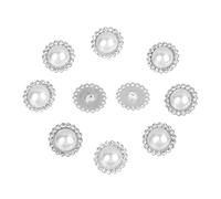 ZONSHJDKR Boutons pour vêtements Lot de 10 Boutons en Alliage Brillant avec Strass et Perles for vêtements, for Loisirs créatifs, Couture, Accessoires Faits Main, doré, 17 mm(Silver 19mm)