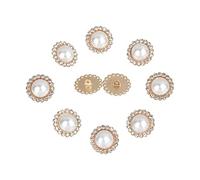 ZONSHJDKR Boutons pour vêtements Lot de 10 Boutons en Alliage Brillant avec Strass et Perles for vêtements, for Loisirs créatifs, Couture, Accessoires Faits Main, doré, 17 mm(Gold 17mm)