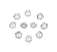 ZONSHJDKR Boutons pour vêtements Lot de 10 Boutons en Alliage Brillant avec Strass et Perles for vêtements, for Loisirs créatifs, Couture, Accessoires Faits Main, doré, 17 mm(Silver 15mm)