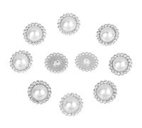 ZONSHJDKR Boutons pour vêtements Lot de 10 Boutons en Alliage Brillant avec Strass et Perles for vêtements, for Loisirs créatifs, Couture, Accessoires Faits Main, doré, 17 mm(Silver 21mm)