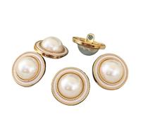 ZONSHJDKR Boutons pour vêtements Lot de 10 Boutons Luxe en Perles for vêtements, Accessoires Couture, Tendance for embellissements Manteaux, Noir et Or, 20 mm(White Gold,20mm)