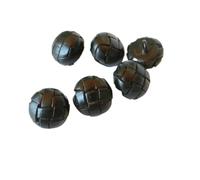 ZONSHJDKR Boutons pour vêtements Lot de 6 Boutons recouverts Cuir véritable, 15/19/21/23/26 mm, Beige, Noir, Marron, for Manteau, Veste, Boucle, café, 20(Plaid Black,15mm)