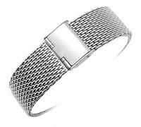 ZONSHJDKR Bracelet de Montre Bracelets de Montre 20 mm 22 mm en Maille Solide en Acier Inoxydable avec Boucle à Crochet, Bracelets de Montre Classiques en Argent Poli 2,0 cm 2,2 cm(A_22)