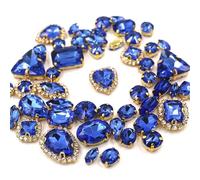ZONSHJDKR Strass Lot de 50 Boucles en Strass à Coudre Formes variées for décoration Mariage, vêtements, Chaussures et Robes(Royal Blue)