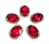 ZONSHJDKR Strass Strass en Cristal de Verre Rouge à Fond doré, Boucle Ovale, for travaux d'aiguille, Bricolage, vêtements et Accessoires Couture(6x8mm 10pcs)