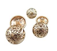 Zonster 10 Pcs 18mm Bouton en Métal Creux Bouton Vintage Bouton Set Ensemble D'accessoires Antiquaires pour Blazer Costumes Veste Uniforme, Doré, 18.0 MM