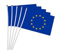 Zonster 10pcs 14x21cm Euro Étoiles Drag Drapeau Petit Drapeau Drapeau Drapeau L'union Européenne Drapeau National avec Pôle Waving Drapeau, Bleu, 30x21cm