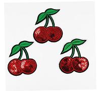 Zonster 10pcs Cerise Paillettes, Ecussons Brodés Fruit De Fer sur La Correction Coudre Badge pour Tissu Appliqué Pantalon Hat