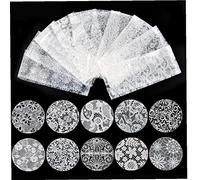 Zonster 10pcs Dentelle Blanche Ongles Clou D'ongles Plumes Définies Floral Charme Ongles Transmission Autocollant Papier Manucure Ongles Décoration Accessoires