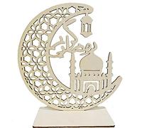 Zonster Eid Mubarak Pendentif-Bois avec LED photophores, Ramadan Décorations pour la Maison, Eid Kareem Ramadan Parti Islamique Musulman Décoration