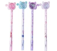 Zonster Papeterie Lytwtw Kawaii Gel Stylo School Office Office Fourniture Nouveau Chat Glitter Pen Mignon Gel Stylo, 4 Unité (Lot de 1)
