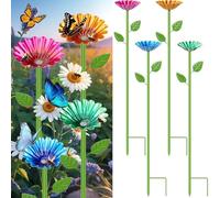 ZONSUSE Abreuvoir pour Abeilles Jardin, Mangeoire Papillon & Bain d'Abeilles, Piquet Fleur Métal Coloré, Station d'Eau Insectes Décoration Extérieur Cadeau Jardinage (4 Pièces)