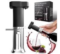 ZONSUSE Aérateur de Vin Électrique, 3-en-1 Distributeur de Vin, Verseur et Carafe Intégrés, Système de Préservation du Vin, Conserve le Vin 10+ Jours, Cadeau pour les Amateurs de Vin (Noir Argent)