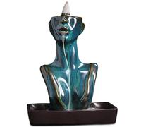 ZONSUSE Brûleur D'encens à Reflux Statue, Porte-encens à Reflux de Style Moderne, Brûleur d'encens Cascade en Forme de Dame,pour Aromathérapie Décoration Intérieure Méditation Cadeau (Beauté-Bleu)