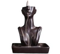 ZONSUSE Brûleur D'encens à Reflux Statue, Porte-encens à Reflux de Style Moderne, Brûleur d'encens Cascade en Forme de Dame,pour Aromathérapie Décoration Intérieure Méditation Cadeau (Beauté-Noir)