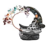 ZONSUSE Brûleur D'encens en Cristal de Chakra, Porte Encens Céramique Lune, Brûleur D'encens Arbre de Cristal de 7 Chakras, pour Yoga Méditation Décoration Cadeau D'aromathérapie (Moon Chakra)