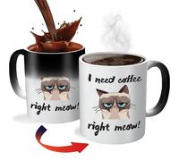 ZONSUSE Chat Tasse à Café Magique, I Need Coffee Mug Changeant de Couleur,Cat Mug Thermoréactif,Cadeaux D'anniversaire Originaux pour Femmes Petite Amie Fille Fans de Chats 330ml (Chat)