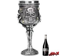 ZONSUSE Gobelet Crâne, Calice Squelette, Gobelet Médiéval,Verre à Vin Skull, Tasse Gothique en Acier Inoxydable, pour Décoration D'horreur Gothique, Accessoire de Fête D'Halloween 180 ml (Crâne)
