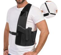 ZONSUSE Holster Epaule,Vertical Épaule Holster,Etui à Pistolet Dissimulé, Sangle Réglable avec Deux Poches pour Magazines pour Pistolet Airsoft Police Entraînement Autodéfense Chasse (Type A)