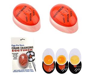 ZONSUSE Lot de 2 minuteries à œufs, Dont la Couleur Change Lorsque Vous utilisez pour Cuire des œufs cuits Doux, Moyens ou durs, sûrs, Non Toxiques, durables - Rouge