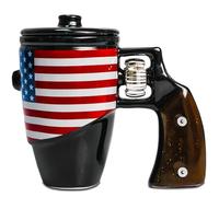 ZONSUSE Mug Céramique Revolver avec Couvercle, Tasse à Café avec Anse Rotative, Tasse à Cappuccino Anti-Stress, Cadeaux Militaires Idéaux pour Hommes, Collègues et Passionnés D'armes à Feu, 500 ml