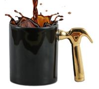 ZONSUSE Mug Outil Drôle, Tasse à Café Créative, avec Manche Marteau ou Pince, Design Mécanique en Céramique Mug pour Bureau, Cadeau Original pour Homme, Collègue, Bricoleur 350 ml (Marteau d'or)