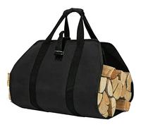 ZONSUSE Sac de Transport pour Bois de Chauffage, Toile Sac à Bûche Cheminée, Sac Transport Buches Résistant à Eau, Accessoires de Cheminée Pliables, Idéal pour Poêles à Bois, Camping, Plage (Le Noir)