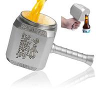 ZONSUSE Tasse a Cafe Marteau de Thor Inox,Mug Personnalisé Thor, Verre a Biere Original, Chope à Bière, Cadeau Amusants Personnalisés pour Hommes Femmes Famille Enfants Amis Collègues 450 ml (Argent)