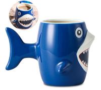 ZONSUSE Tasse à Café Requin, Shark Mug, Tasse Requins Personnalisée, Mug Animal 3D, avec Manche en Forme de Queue de Poisson, Cadeau Original pour Enfant Famille Ami Anniversaire Noël 450ml (Requin)