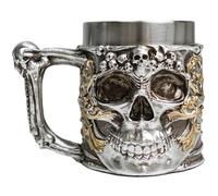 ZONSUSE Tasse Crâne 3D, Tasse à Café Crâne Gothique, Chope à Bière Médiévale avec Poignée Crânes, Cadeaux pour Homme Femme Anniversaire Noël Halloween Fête Bar Décorations 450 ml (Skull)