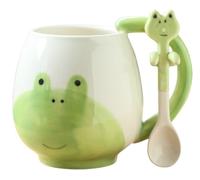 ZONSUSE Tasse de Grenouille, Tasse à Café Grenouilles, Tasses de Petit Déjeuner, avec Une Cuillère, Mug Animaux 3D, Cadeau Amusante pour Famille, Amis, Garçons, Filles 450ml (Grenouille)