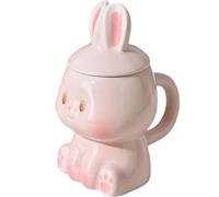 ZONSUSE Tasse Lapin Mignonne, Mug Céramique 3D Lapins Rose, Tasse Animaux Drôle,avec Couvercle à Oreilles de Bunny, pour Café Thé Lait, Cadeau Kawaii pour Femme Fille Enfant, 350ml (Lapin)