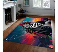 Zoo Animal Zèbre Tapis Fantasy Sky avec des Feuilles Tapis antidérapant Lavable Chambre d’Enfant Doux pour Chambre à Coucher Entrée Salon Salle à Manger 60x90cm