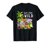 Zoo Animaux Safari Faune Fête d'anniversaire Let's Get Wild T-Shirt